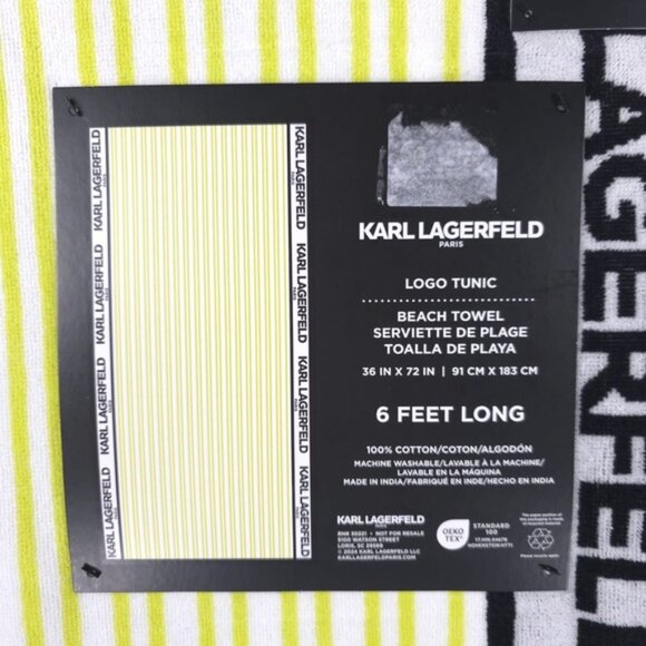 NWT KARL LAGERFELD LOGO TUNIC Beach Towel 36 in X 72 in 6 FEET LONG 100% Cotton - Picture 8 of 9